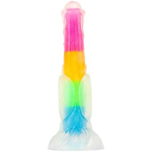 Glowing Rainbow Silicone Dildo Huge Animal Penis Sex Toy
