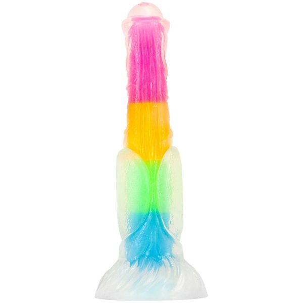 Glowing Rainbow Silicone Dildo Huge Animal Penis Sex Toy
