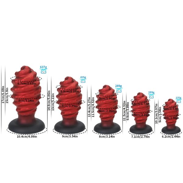 Large Soft Silicone Adult Butt Plug Set Red Thrust Butt Toy Sexy - Image 4