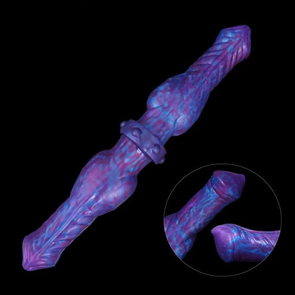 Blue Demon Double Head Dildo Animal Dog Realistic Long Penis Huge Knot Anal Plug