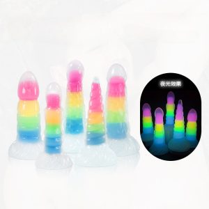 Transparent Neon Glow Dildo - Flexible Silicone Anal Plug with Rainbow Colors
