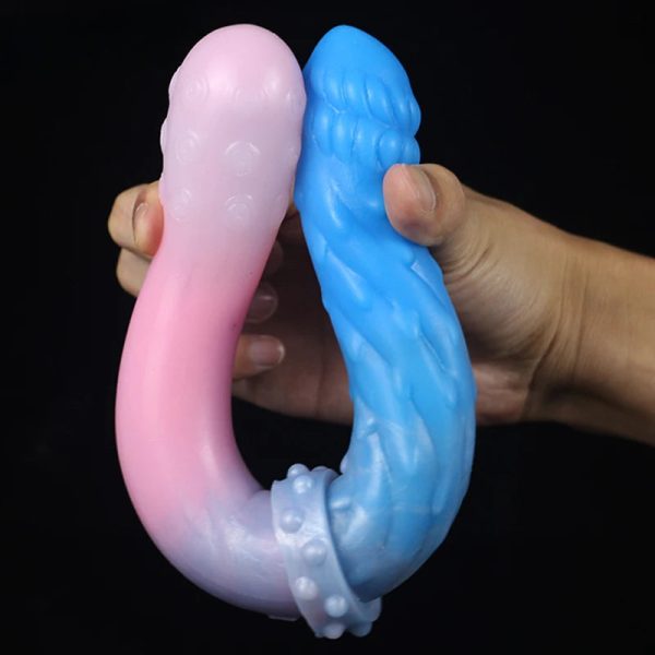 Coquettish Red  Alien Glans With Particles Double Head Dildo