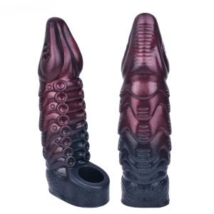 Black Tentacle Penis Sleeve Extender Enlarger Silicone Cock Sleeves Stretcher