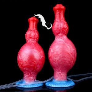 2 Sizes Red Squirting Inflatable Fantasy Dildo Silicone Dildo with Suction Cup
