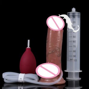 Skin Color Artificial Penis With Spray Function Women Sex Toy