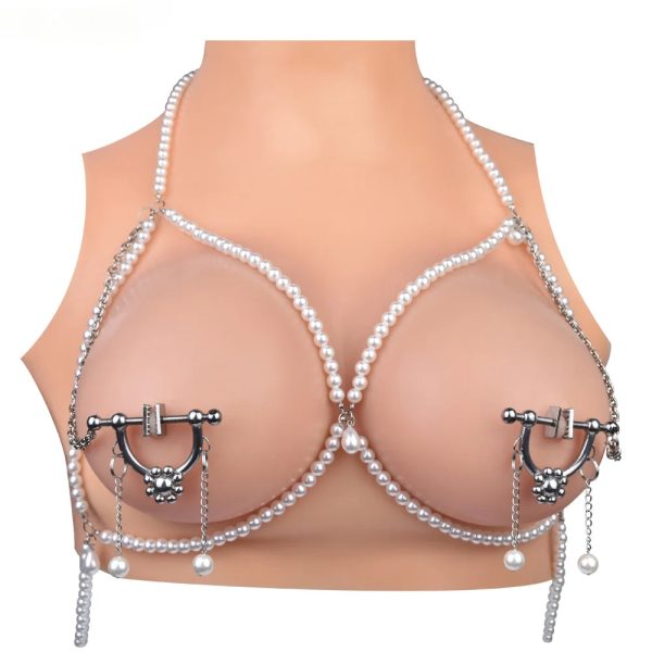Flower Nipple Chain Stainless Steel Nipple Clip Noose Non Piercing Jewelry
