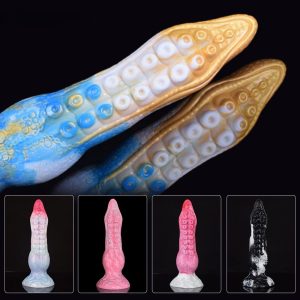 Octopus Tentacle Dildo with Strong Sucker Dog Knot Penis Cock