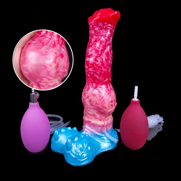 Silicone Squirting Inflatable Fantasy Dildo with Suction Cup