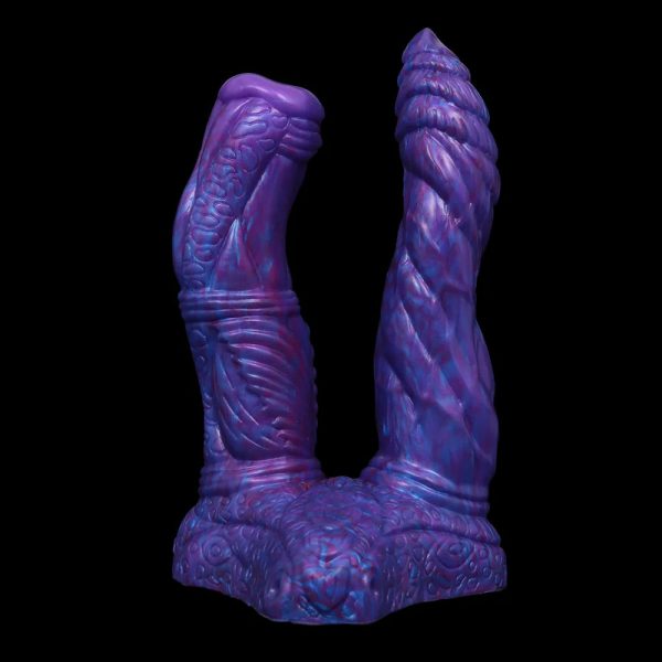Silicone Animal Double Dildo with Sucker Sex Toys Blue Demon Lesbian Sexy Penis - Image 9