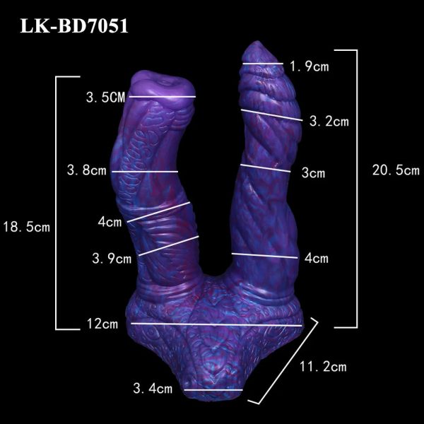 Silicone Animal Double Dildo with Sucker Sex Toys Blue Demon Lesbian Sexy Penis - Image 6