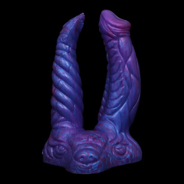 Silicone Animal Double Dildo with Sucker Sex Toys Blue Demon Lesbian Sexy Penis - Image 10