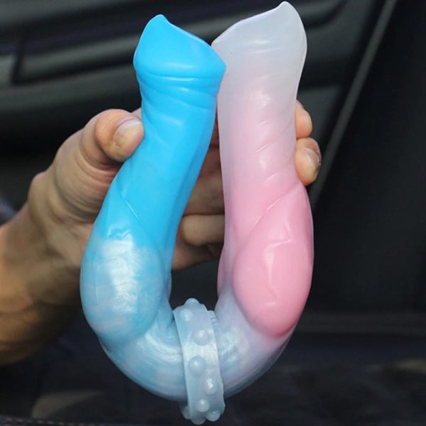 Girlish Pink 31CM Double Head Horse Dick Dildo Soft Liquid Silicone Anal Plug - Image 5