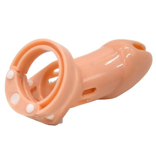 Male Chastity Device Cock Cage With 5 Size Rings Brass - Image 2