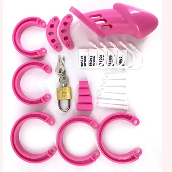 Sex Toys CB6000 Male Chastity Device Cock Cage With 5 Size Rings Brass Lock - Image 4
