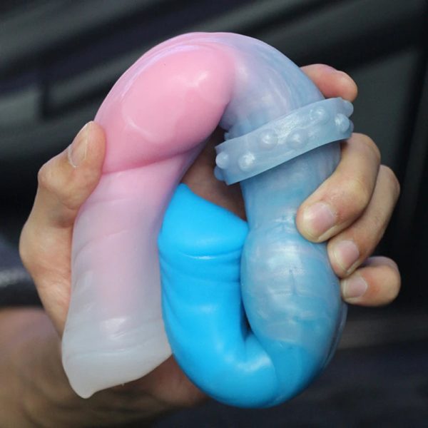 Girlish Pink 31CM Double Head Horse Dick Dildo Soft Liquid Silicone Anal Plug - Image 6