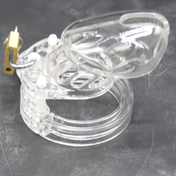 Male Chastity Device Cock Cage With 5 Size Rings Brass - Image 6