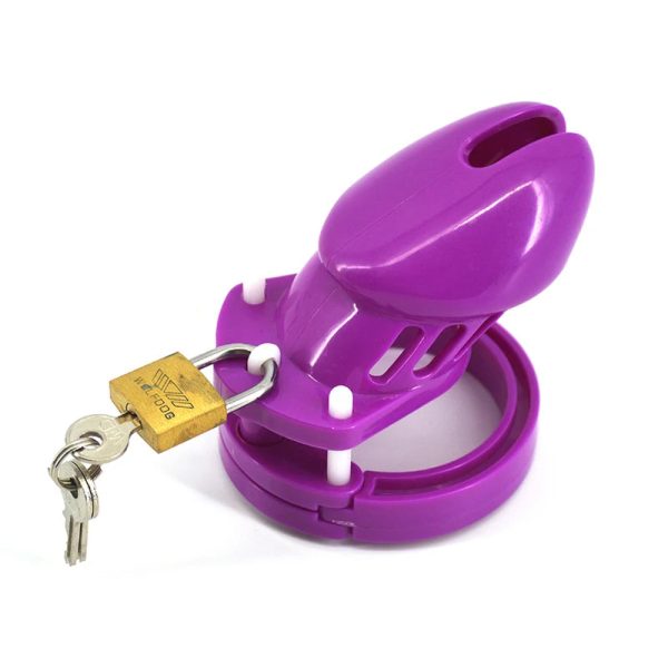 Male Chastity Device Cock Cage With 5 Size Rings Brass - Image 3