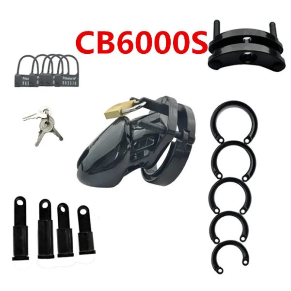 Male Chastity Device Cock Cage With 5 Size Rings Brass - Image 5