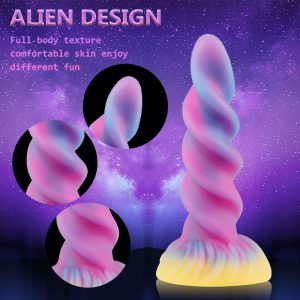 Men's Glowing Fantasy Anal Plug - Soft Silicone Alien Butt Plug with Tapered Tip for Easy Insertion