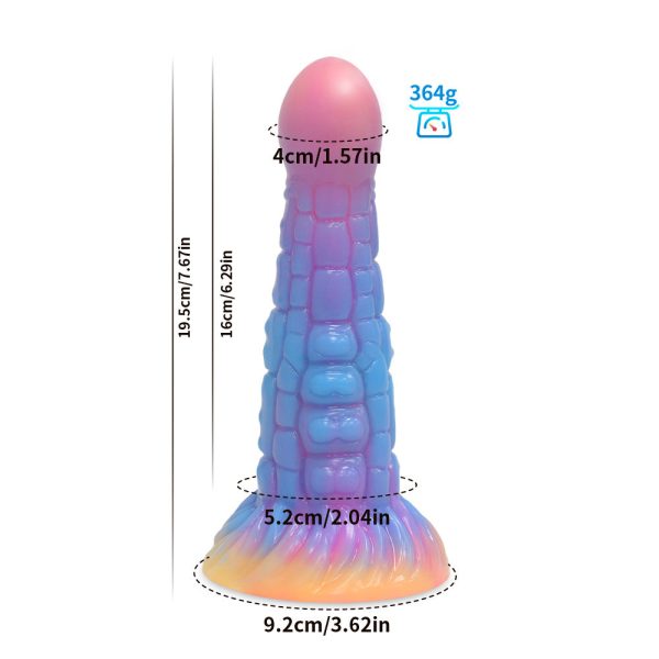BDSM Night Glow Anal Toy - Thick Blue/Pink Silicone Plug with Flared Base - Image 8