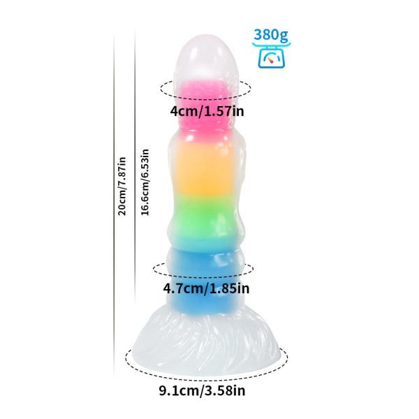Transparent Neon Glow Dildo - Flexible Silicone Anal Plug with Rainbow Colors - Image 9
