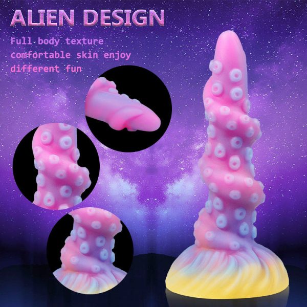 Men's Glowing Fantasy Anal Plug - Soft Silicone Alien Butt Plug with Tapered Tip for Easy Insertion - Image 4