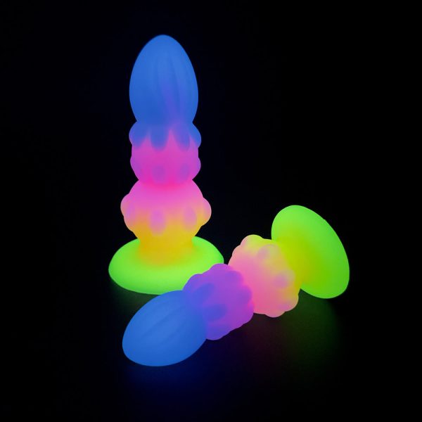 Neon Glow Alien Dildo - Vibrant Multicolor Anal Plug & Manual Stimulator - Image 3