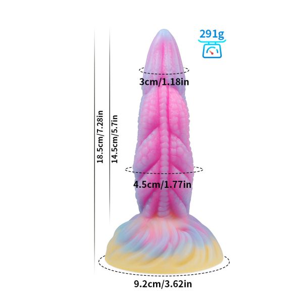 BDSM Night Glow Anal Toy - Thick Blue/Pink Silicone Plug with Flared Base - Image 5