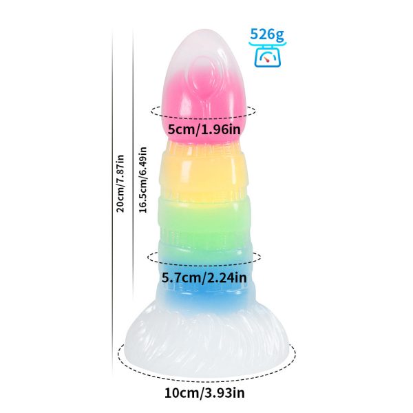 Transparent Neon Glow Dildo - Flexible Silicone Anal Plug with Rainbow Colors - Image 8