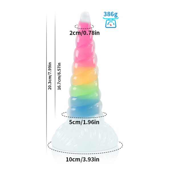 Transparent Neon Glow Dildo - Flexible Silicone Anal Plug with Rainbow Colors - Image 10
