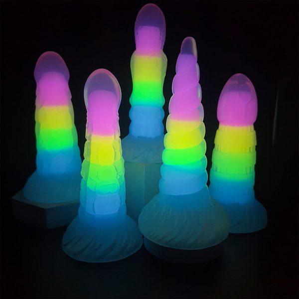 Transparent Neon Glow Dildo - Flexible Silicone Anal Plug with Rainbow Colors - Image 2