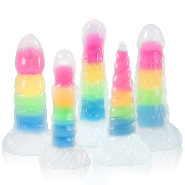 Transparent Neon Glow Dildo - Flexible Silicone Anal Plug with Rainbow Colors - Image 5