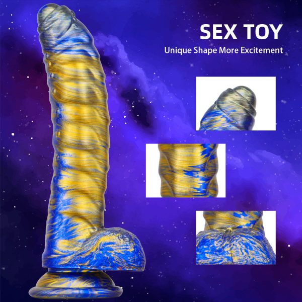 Realistic Caterpillar Dildo - Ombre Color Gradient Silicone Vibrator - Image 3