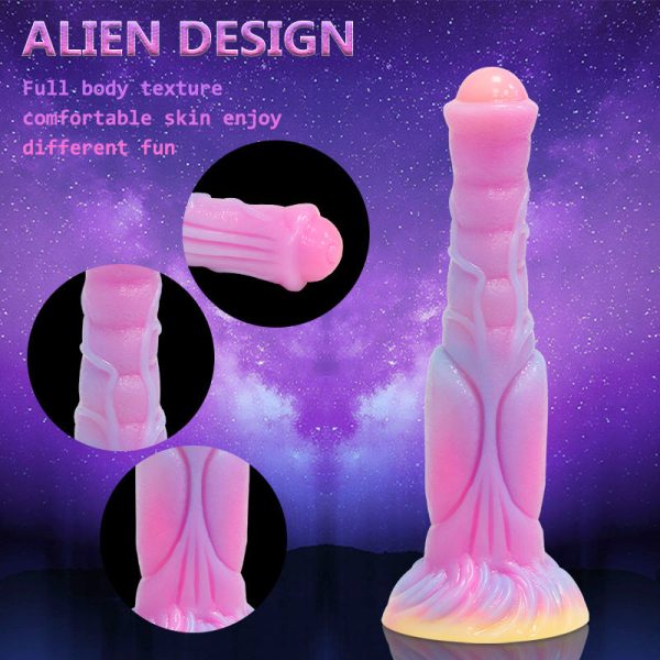 Fluorescent Animal-Shaped Dildo - Lifelike Equine Penis with Suction Cup - Image 3