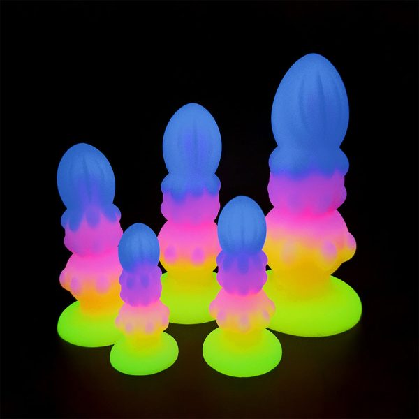 Neon Glow Alien Dildo - Vibrant Multicolor Anal Plug & Manual Stimulator - Image 4