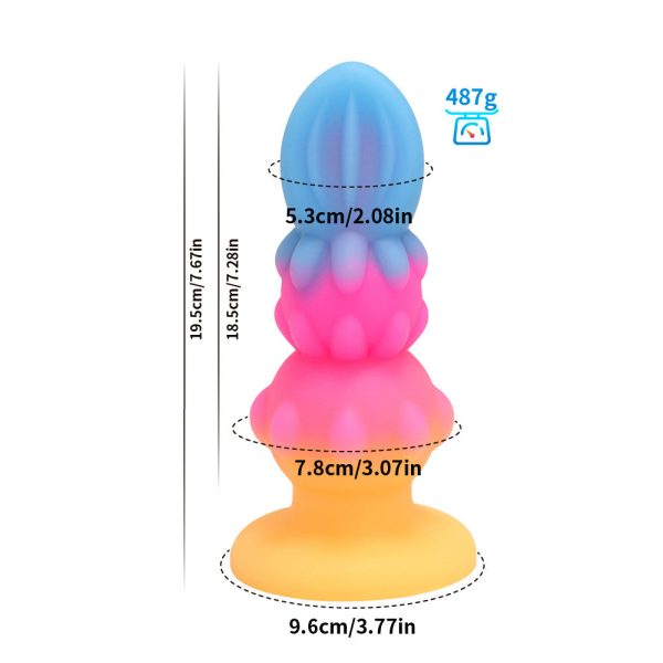 Neon Glow Alien Dildo - Vibrant Multicolor Anal Plug & Manual Stimulator - Image 9