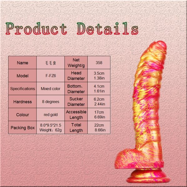 Realistic Caterpillar Dildo - Ombre Color Gradient Silicone Vibrator - Image 8