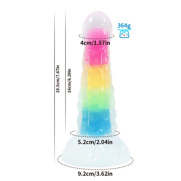 Transparent Neon Glow Dildo - Flexible Silicone Anal Plug with Rainbow Colors - Image 7