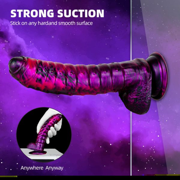 Realistic Caterpillar Dildo - Ombre Color Gradient Silicone Vibrator - Image 5
