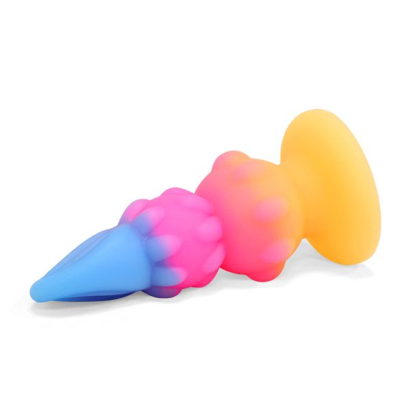 Neon Glow Alien Dildo - Vibrant Multicolor Anal Plug & Manual Stimulator - Image 2