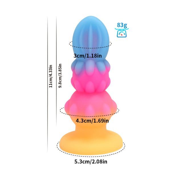 Neon Glow Alien Dildo - Vibrant Multicolor Anal Plug & Manual Stimulator - Image 6