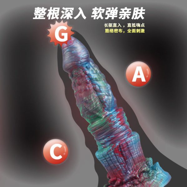 Fantasy Swirl-Colored Silicone Dildo - Extra Girthy Alien Design for Deep Penetration - Image 4