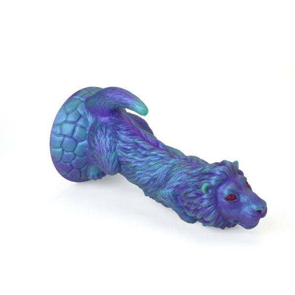 Royal Lion Themed Dildo - Vibrant Blue Silicone Anal Stimulator - Image 5