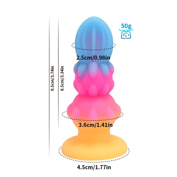 Neon Glow Alien Dildo - Vibrant Multicolor Anal Plug & Manual Stimulator - Image 5