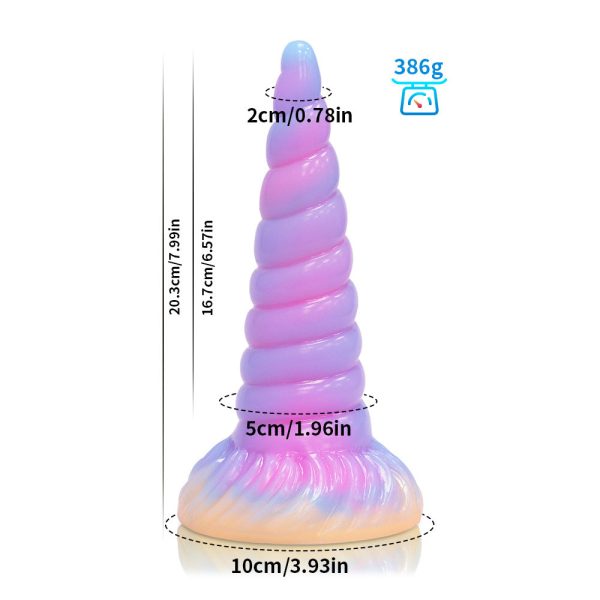 BDSM Night Glow Anal Toy - Thick Blue/Pink Silicone Plug with Flared Base - Image 7