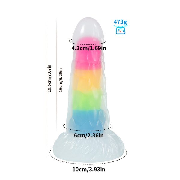 Transparent Neon Glow Dildo - Flexible Silicone Anal Plug with Rainbow Colors - Image 6