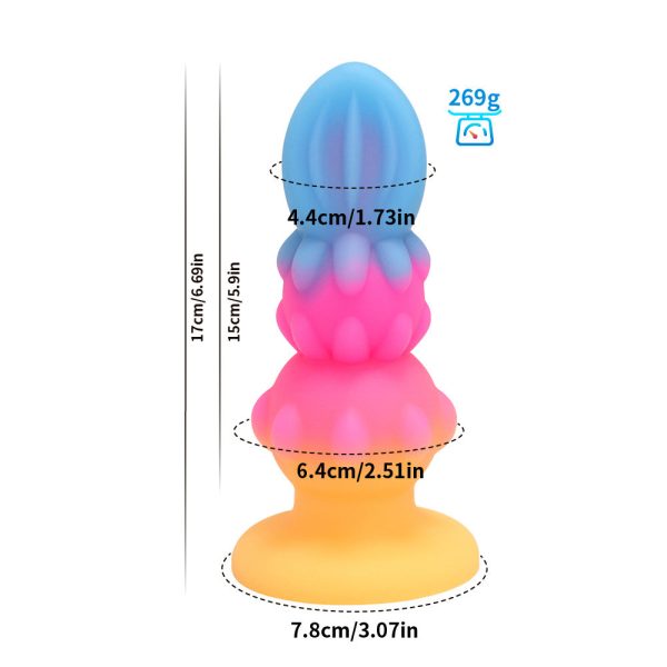 Neon Glow Alien Dildo - Vibrant Multicolor Anal Plug & Manual Stimulator - Image 8