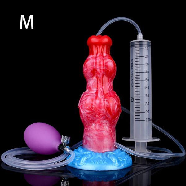 2 Sizes Silicone Squirting Inflatable Simulation Ejaculation Dildo with Suction Cup - Image 8