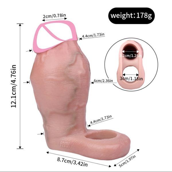 Male Penis Sheath With Testicle Ring Thickening and Lasting Realistic Penis - Image 8