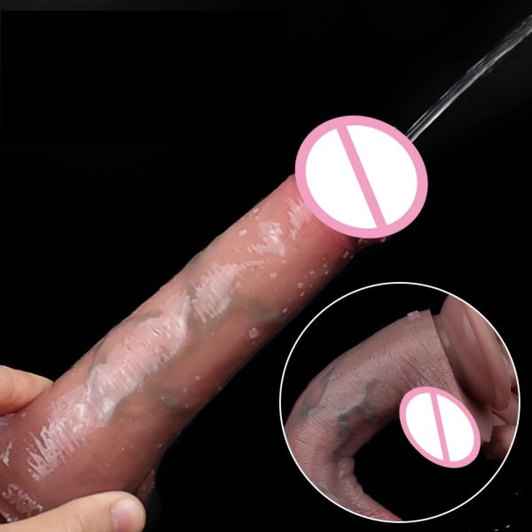 Stimulated Artificial Penis With Squirting Function Soft Silicone Ejaculation Dildo - Image 2